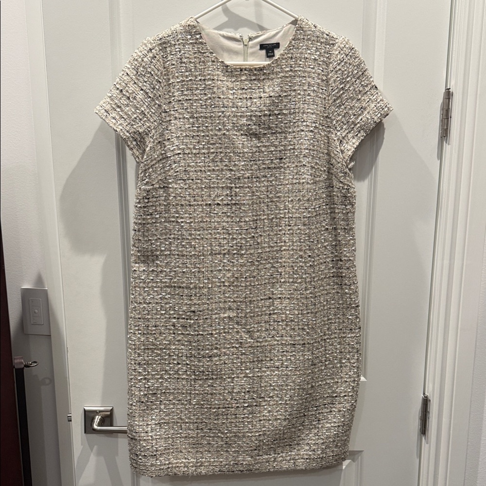 Ann Taylor Cream Tweed Shift Dress